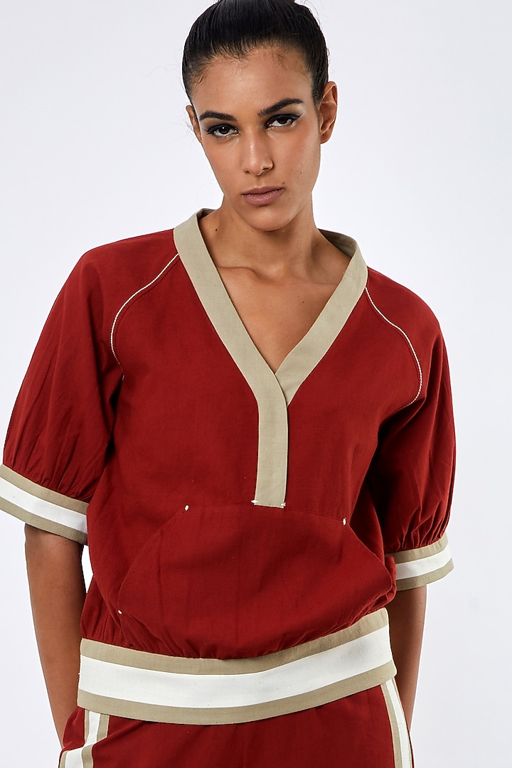 Madder Red Handloom Cotton Co-Ord Set by MADDER MUCH at Pernia's Pop Up Shop