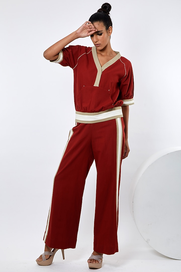 Madder Red Handloom Cotton Co-Ord Set by MADDER MUCH at Pernia's Pop Up Shop