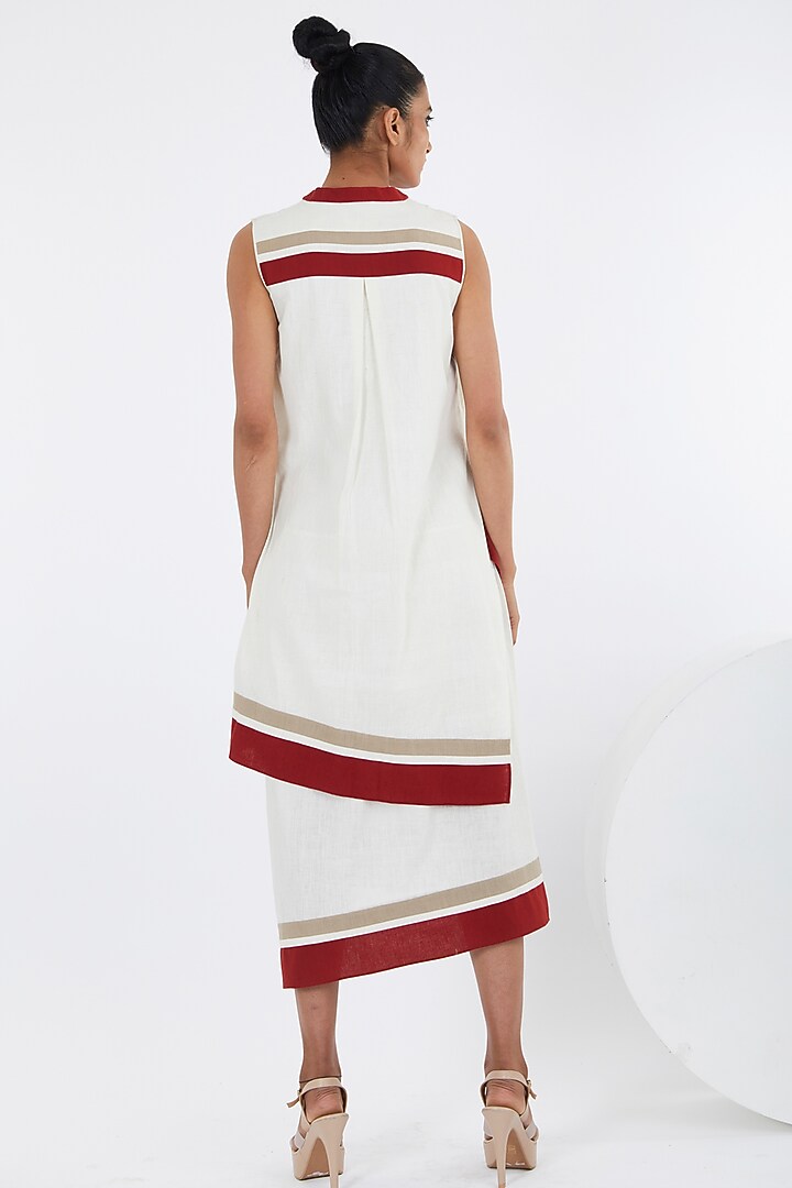 White Handloom Cotton Layered Midi Summer Dress by MADDER MUCH at Pernia's Pop Up Shop