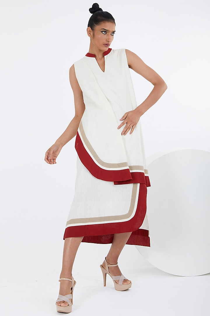 White Handloom Cotton Layered Midi Summer Dress by MADDER MUCH at Pernia's Pop Up Shop