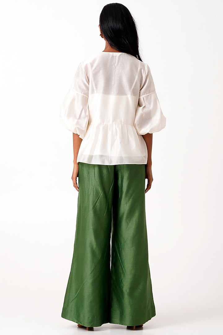 Pine Green Handloom Chanderi Pant Set by MADDER MUCH at Pernia's Pop Up Shop