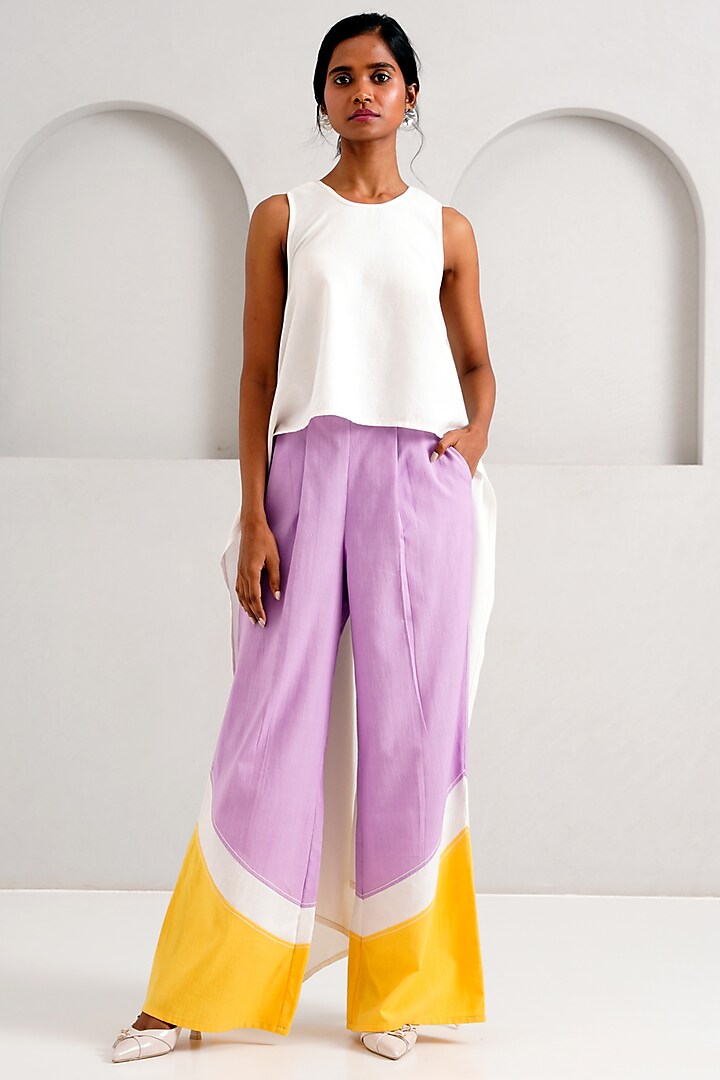 Lavender Handloom Cotton Pant Set by MADDER MUCH at Pernia's Pop Up Shop