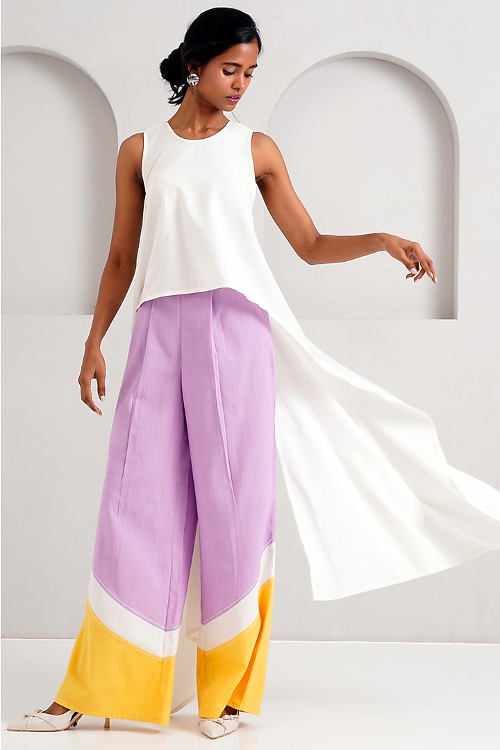 Lavender Handloom Cotton Pant Set by MADDER MUCH at Pernia's Pop Up Shop