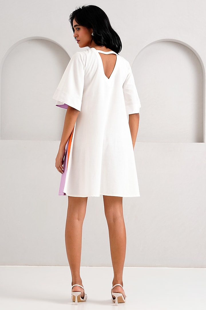 Multi-Colored Handloom Cotton Hand Embroidered Mini Summer Dress by MADDER MUCH at Pernia's Pop Up Shop