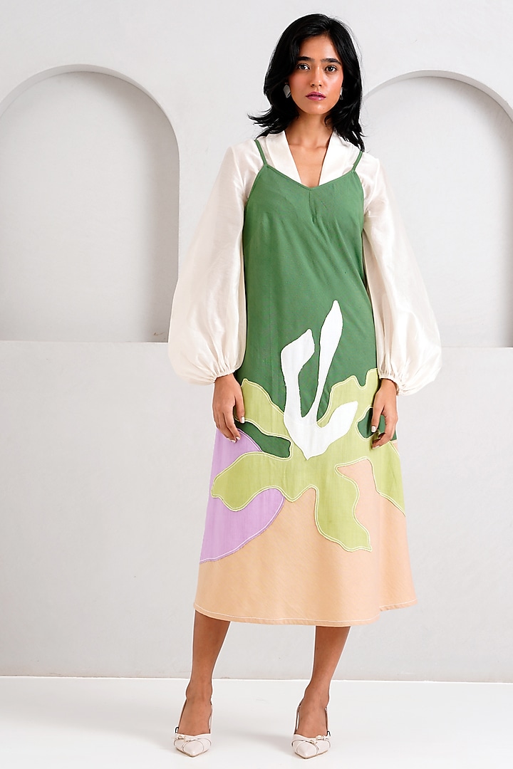 Multi-Colored Handloom Cotton Slip Dress by MADDER MUCH at Pernia's Pop Up Shop