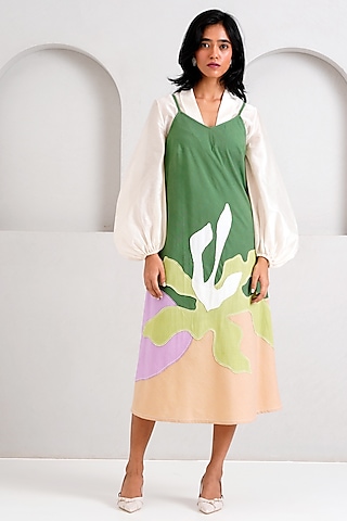 Multi-Colored Handloom Cotton Slip Dress by MADDER MUCH