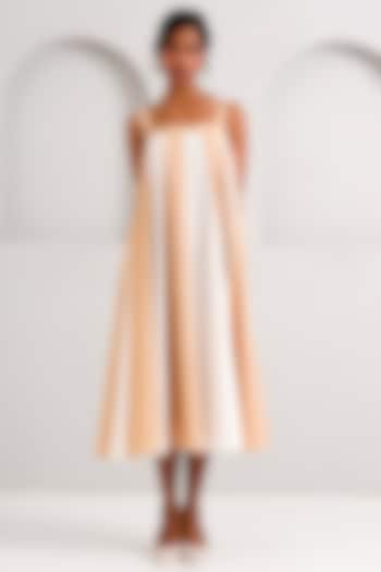 Multi-Colored Handloom Cotton Midi Dress by MADDER MUCH at Pernia's Pop Up Shop