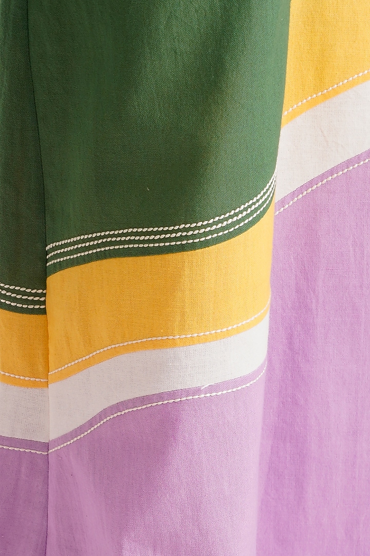 Pine Green Handloom Cotton Flared Pant Set by MADDER MUCH at Pernia's Pop Up Shop