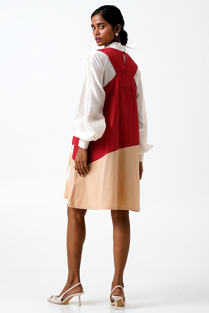 Madder Red Handloom Cotton Embroidered Short Vacation Dress by MADDER MUCH at Pernia's Pop Up Shop