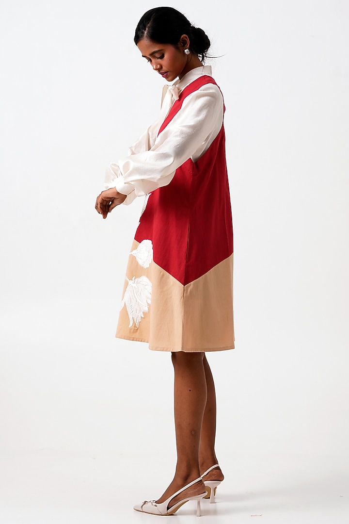 Madder Red Handloom Cotton Embroidered Short Vacation Dress by MADDER MUCH at Pernia's Pop Up Shop