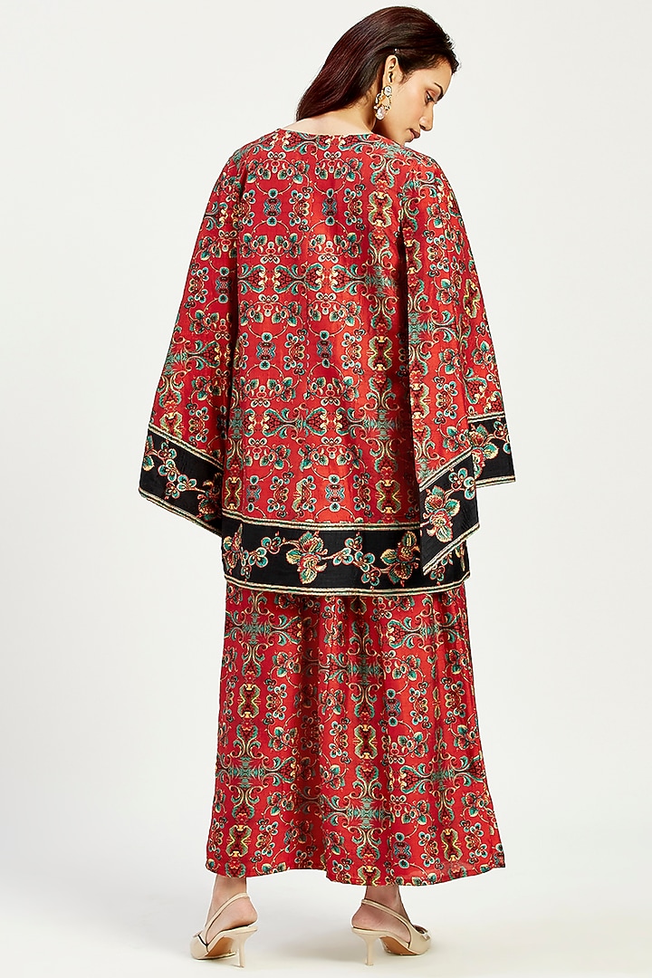 Madder Red Handloom Chanderi Tissue Zari & Chanderi Silk Jacket Cocktail Dress by MADDER MUCH at Pernia's Pop Up Shop