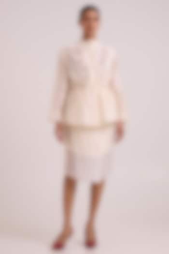 Ivory Pure Handloom Chanderi Silk Skirt Set by MADDER MUCH at Pernia's Pop Up Shop