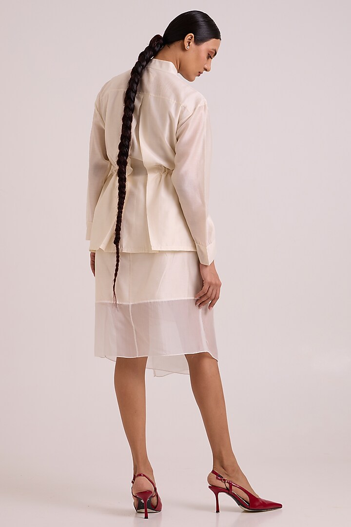 Ivory Pure Handloom Chanderi Silk Skirt Set by MADDER MUCH at Pernia's Pop Up Shop