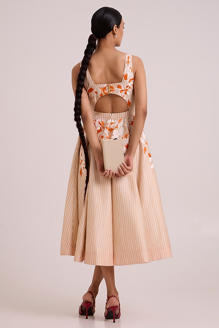 Multi-Colored Pure Handloom Chanderi Silk Embroidered Vacation Dress by MADDER MUCH at Pernia's Pop Up Shop