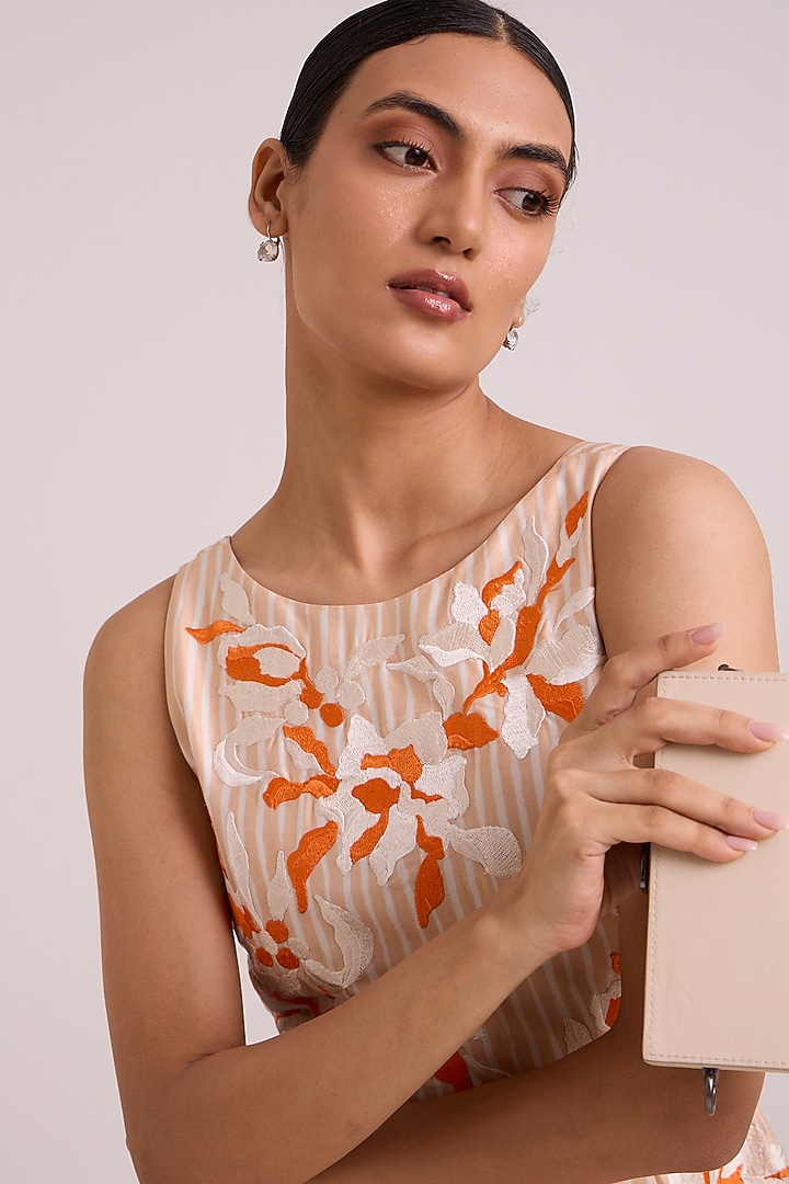 Multi-Colored Pure Handloom Chanderi Silk Embroidered Vacation Dress by MADDER MUCH at Pernia's Pop Up Shop