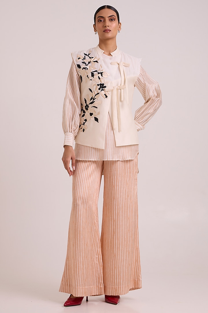 Multi-Colored Pure Handloom Chanderi Silk Pant Set by MADDER MUCH at Pernia's Pop Up Shop