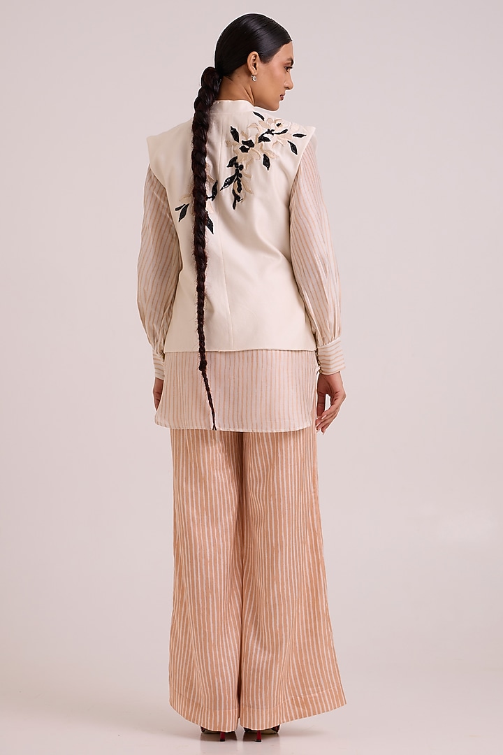 Multi-Colored Pure Handloom Chanderi Silk Pant Set by MADDER MUCH at Pernia's Pop Up Shop