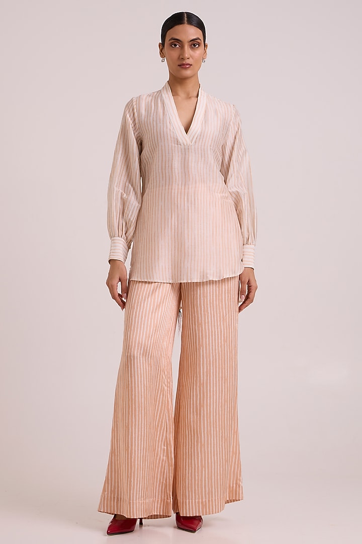 Multi-Colored Pure Handloom Chanderi Silk Pant Set by MADDER MUCH at Pernia's Pop Up Shop