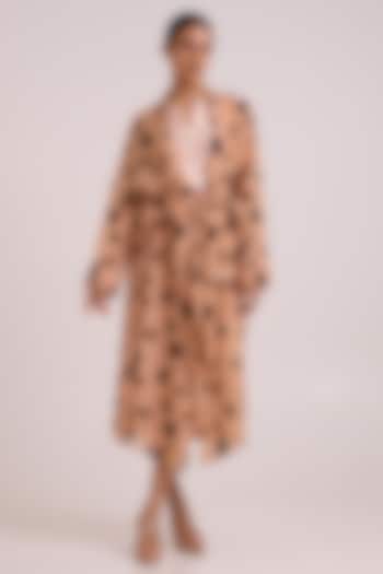 Almond Organza Printed Trench Coat With Vacation Dress by MADDER MUCH at Pernia's Pop Up Shop