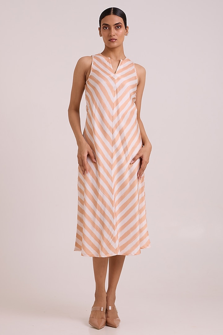 Almond Organza Printed Trench Coat With Vacation Dress by MADDER MUCH at Pernia's Pop Up Shop