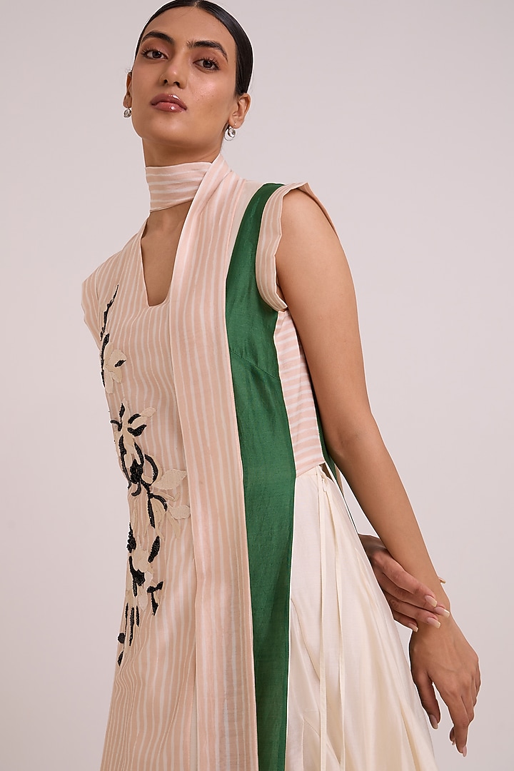 Multi-Colored Pure Handloom Chanderi Silk Skirt Set by MADDER MUCH at Pernia's Pop Up Shop