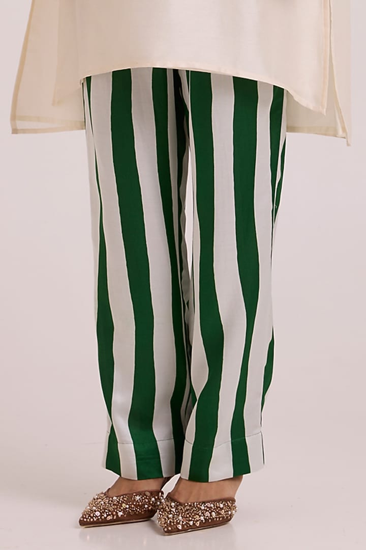 Ivory Pure Handloom Chanderi Silk Embroidered Tunic Set by MADDER MUCH at Pernia's Pop Up Shop