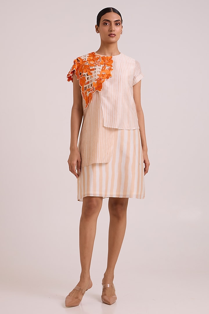 Multi-Colored Pure Handloom Chanderi Silk Mini Vacation Dress by MADDER MUCH at Pernia's Pop Up Shop