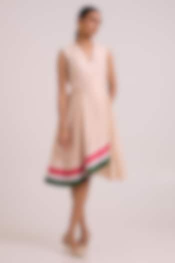 Almond Pure Handloom Chanderi Silk Printed Vacation Dress by MADDER MUCH at Pernia's Pop Up Shop