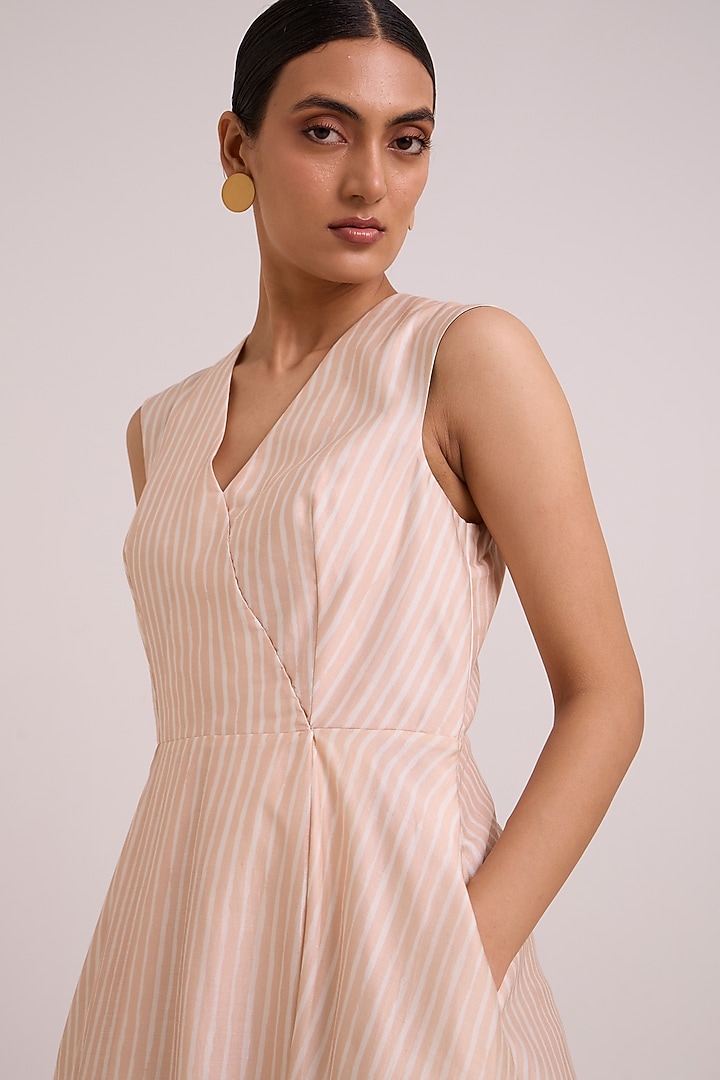 Almond Pure Handloom Chanderi Silk Printed Vacation Dress by MADDER MUCH at Pernia's Pop Up Shop