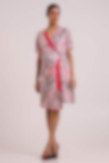 Multi-Colored Bemberg Cotton Satin Printed Wrap Summer Dress by MADDER MUCH at Pernia's Pop Up Shop