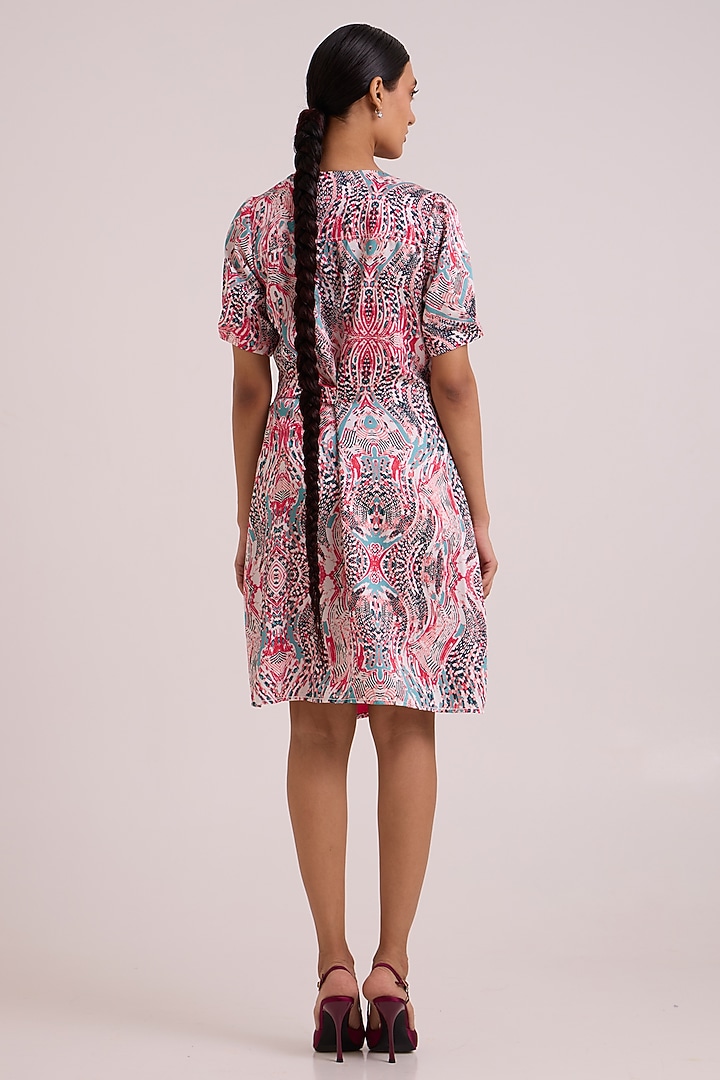 Multi-Colored Bemberg Cotton Satin Printed Wrap Summer Dress by MADDER MUCH at Pernia's Pop Up Shop