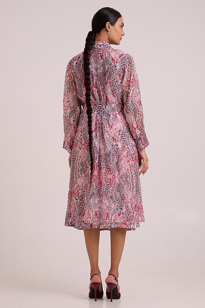 Multi-Colored Organza Printed Trench Coat With Vacation Dress by MADDER MUCH at Pernia's Pop Up Shop