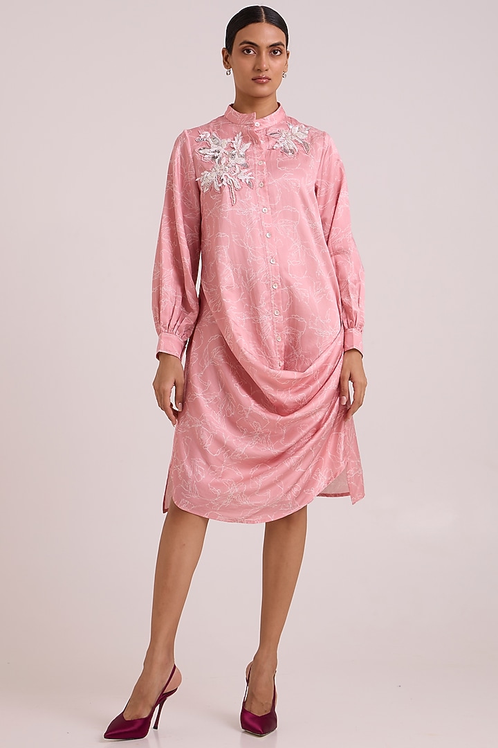 Rose Pink Bemberg Cotton Satin Mini Summer Dress by MADDER MUCH at Pernia's Pop Up Shop