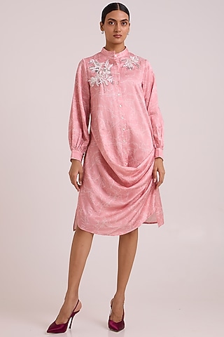 Rose Pink Bemberg Cotton Satin Mini Dress by MADDER MUCH