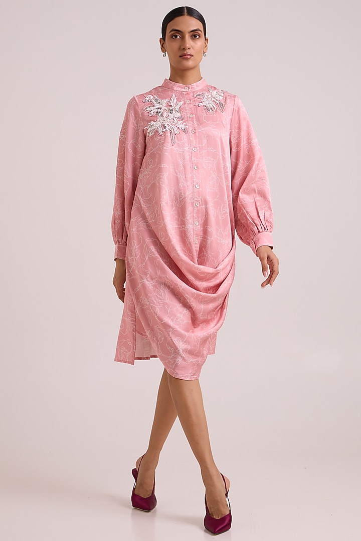 Rose Pink Bemberg Cotton Satin Mini Summer Dress by MADDER MUCH at Pernia's Pop Up Shop