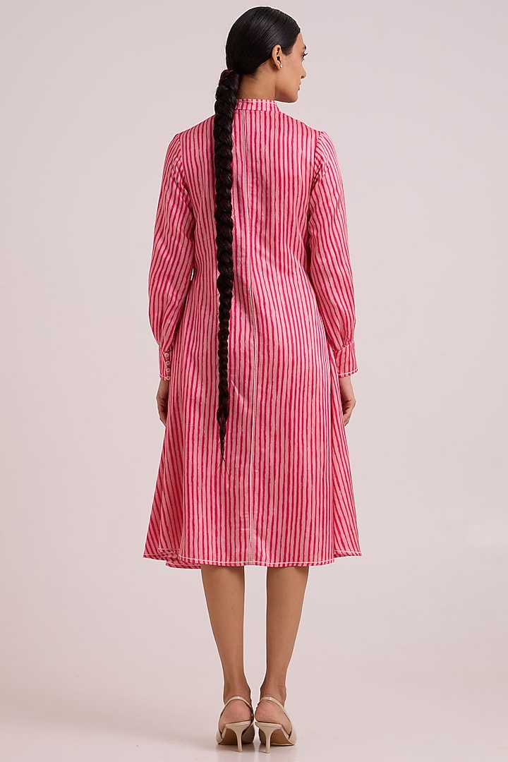Blush Bemberg Cotton Satin Stripe Vacation Dress With Bib by MADDER MUCH at Pernia's Pop Up Shop