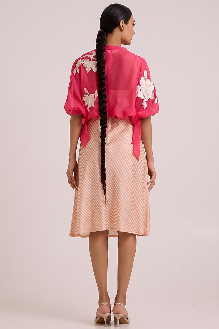 Pink Sheer Organza Floral Embroidered Jacket by MADDER MUCH at Pernia's Pop Up Shop