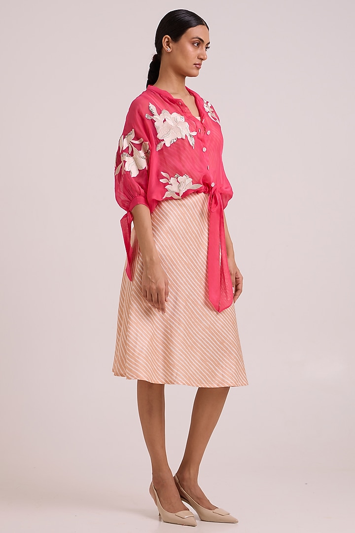 Pink Sheer Organza Floral Embroidered Jacket by MADDER MUCH at Pernia's Pop Up Shop