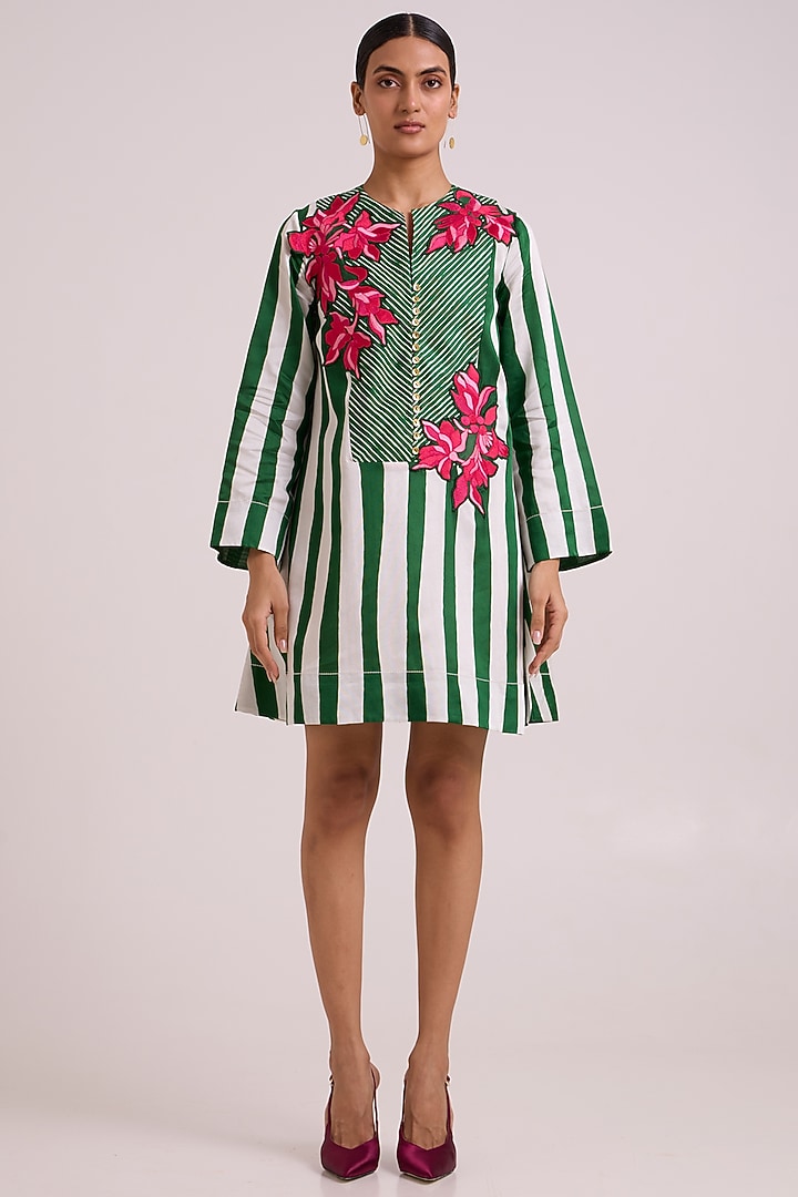 Multi-Colored Bemberg Cotton Satin Floral Printed Vacation Dress by MADDER MUCH at Pernia's Pop Up Shop