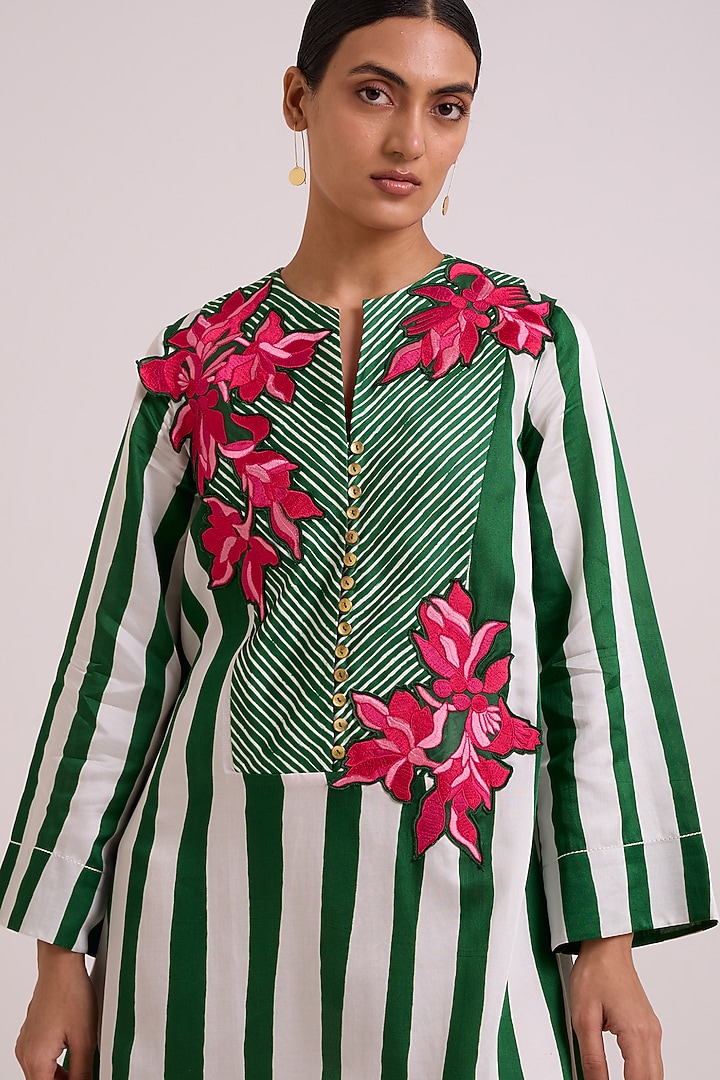 Multi-Colored Bemberg Cotton Satin Floral Printed Vacation Dress by MADDER MUCH at Pernia's Pop Up Shop