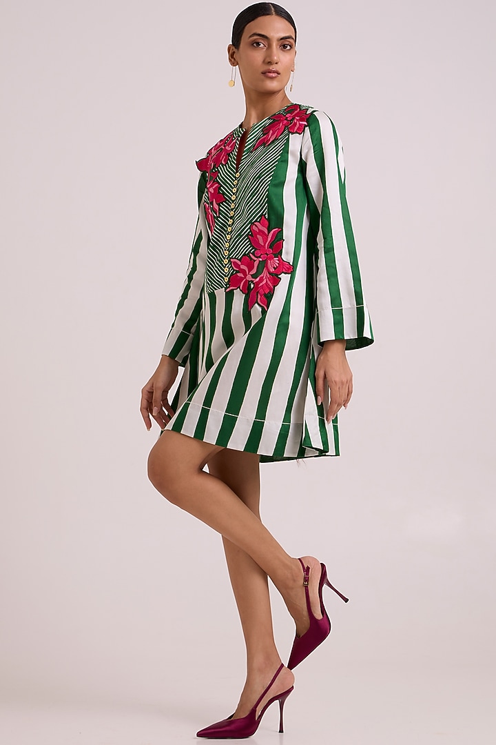 Multi-Colored Bemberg Cotton Satin Floral Printed Vacation Dress by MADDER MUCH at Pernia's Pop Up Shop