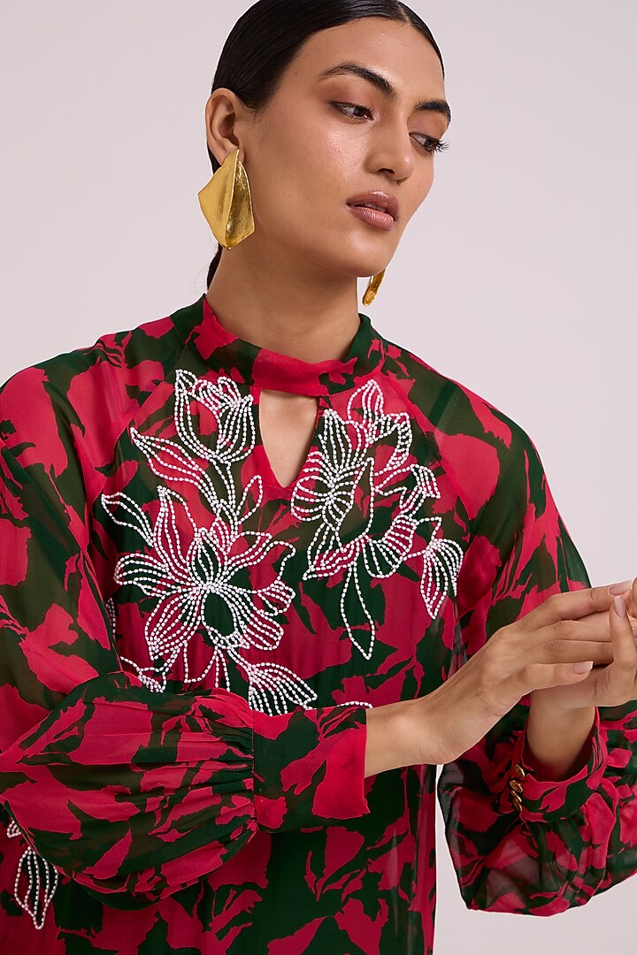 Multi-Colored Organza Floral Printed Tunic Set by MADDER MUCH at Pernia's Pop Up Shop