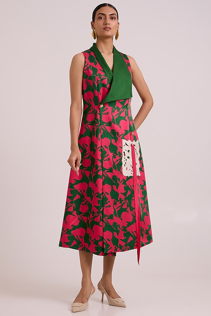 Multi-Colored Bemberg Cotton Satin Floral Printed Blazer Vacation Dress by MADDER MUCH at Pernia's Pop Up Shop