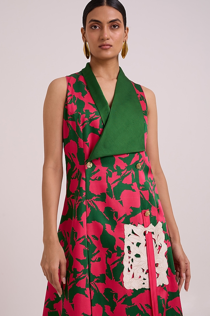 Multi-Colored Bemberg Cotton Satin Floral Printed Blazer Vacation Dress by MADDER MUCH at Pernia's Pop Up Shop