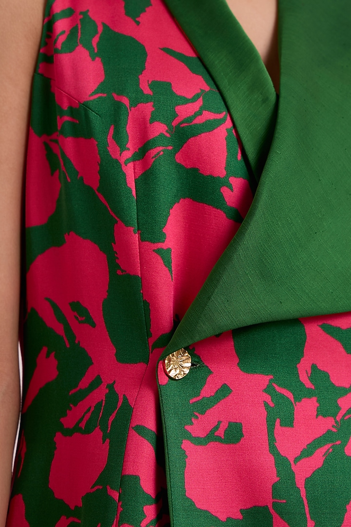 Multi-Colored Bemberg Cotton Satin Floral Printed Blazer Vacation Dress by MADDER MUCH at Pernia's Pop Up Shop