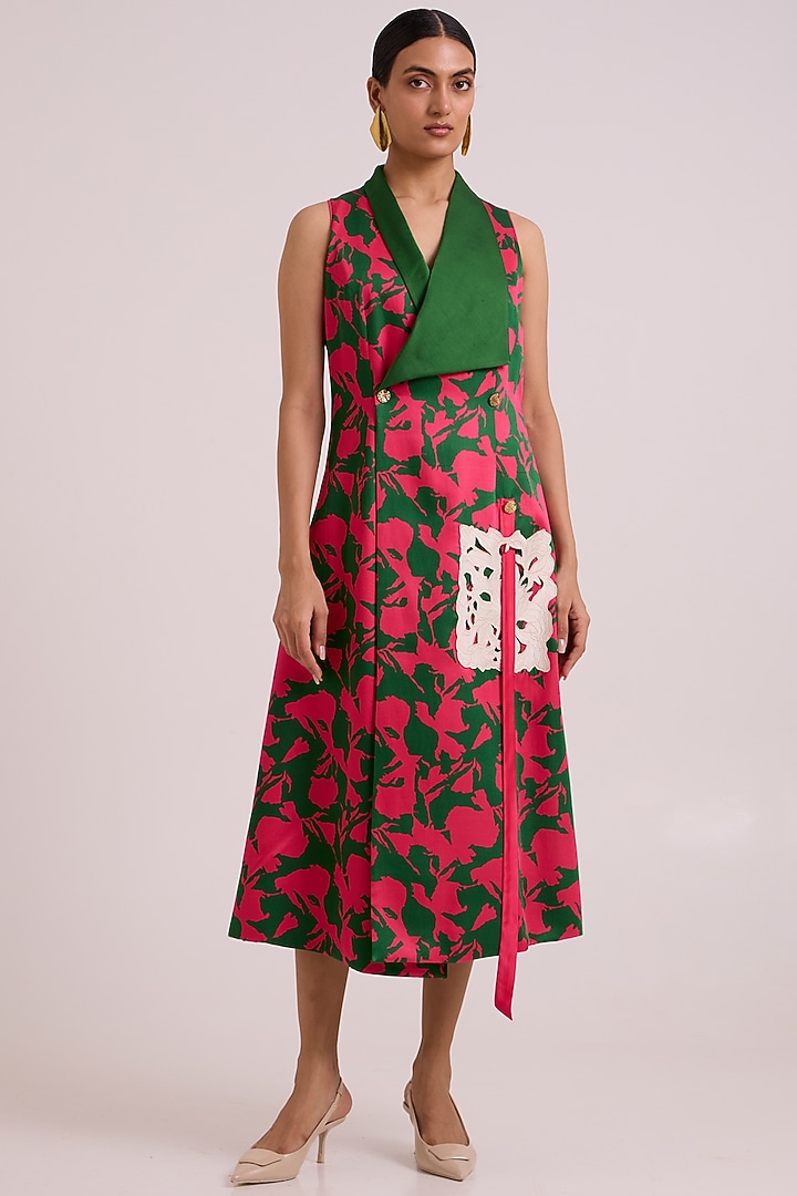 Multi-Colored Bemberg Cotton Satin Floral Printed Blazer Vacation Dress by MADDER MUCH at Pernia's Pop Up Shop