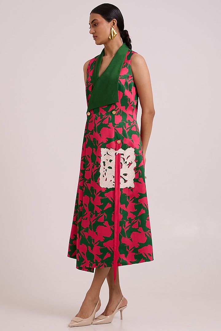 Multi-Colored Bemberg Cotton Satin Floral Printed Blazer Vacation Dress by MADDER MUCH at Pernia's Pop Up Shop