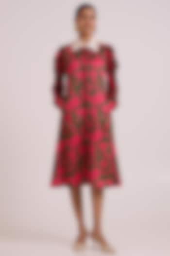 Multi-Colored Bemberg Cotton Satin Printed Midi Summer Dress by MADDER MUCH at Pernia's Pop Up Shop