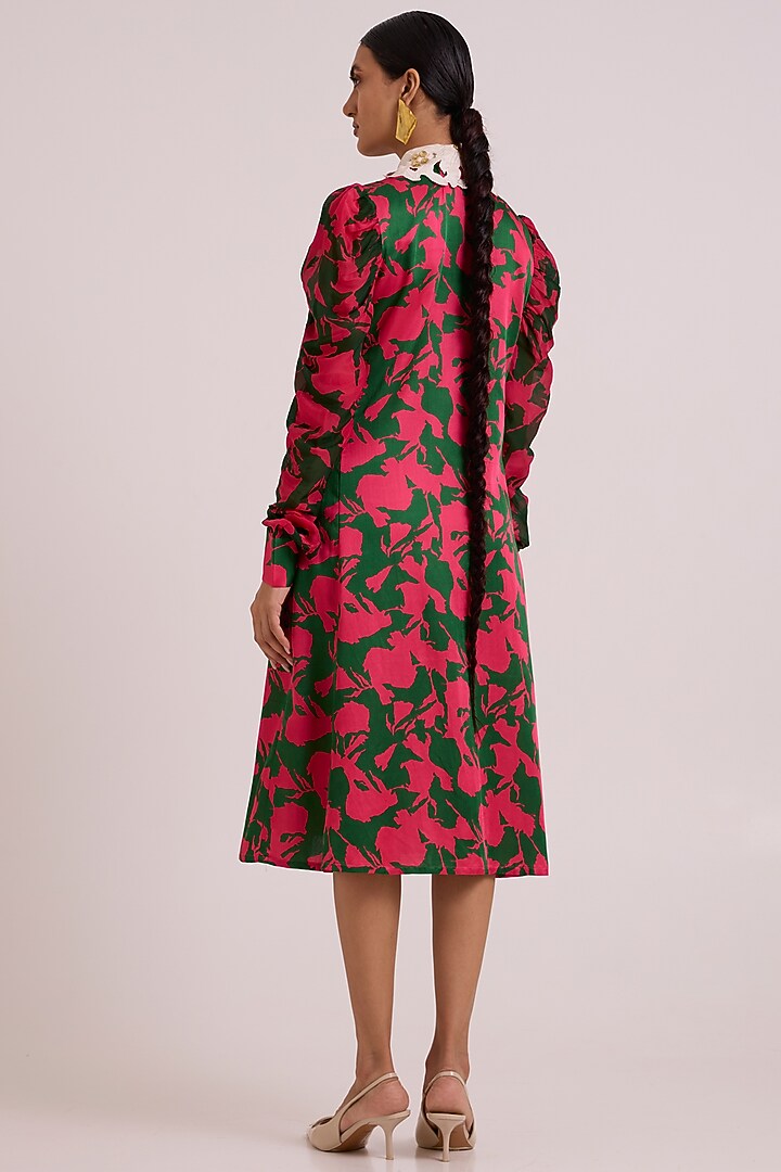 Multi-Colored Bemberg Cotton Satin Printed Midi Summer Dress by MADDER MUCH at Pernia's Pop Up Shop