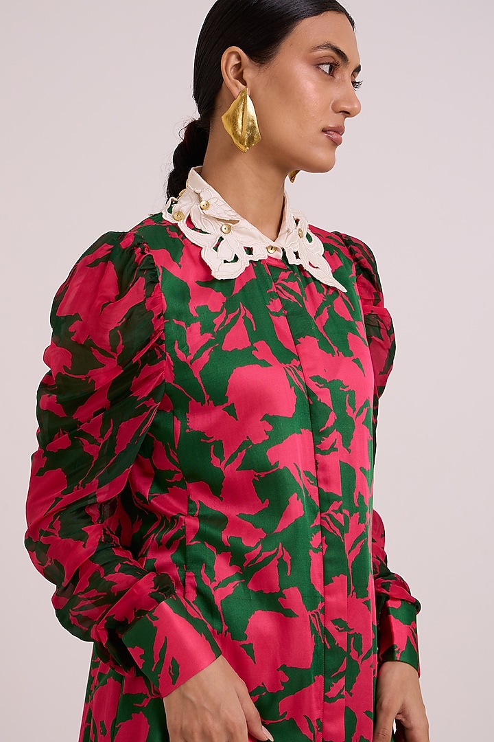 Multi-Colored Bemberg Cotton Satin Printed Midi Summer Dress by MADDER MUCH at Pernia's Pop Up Shop